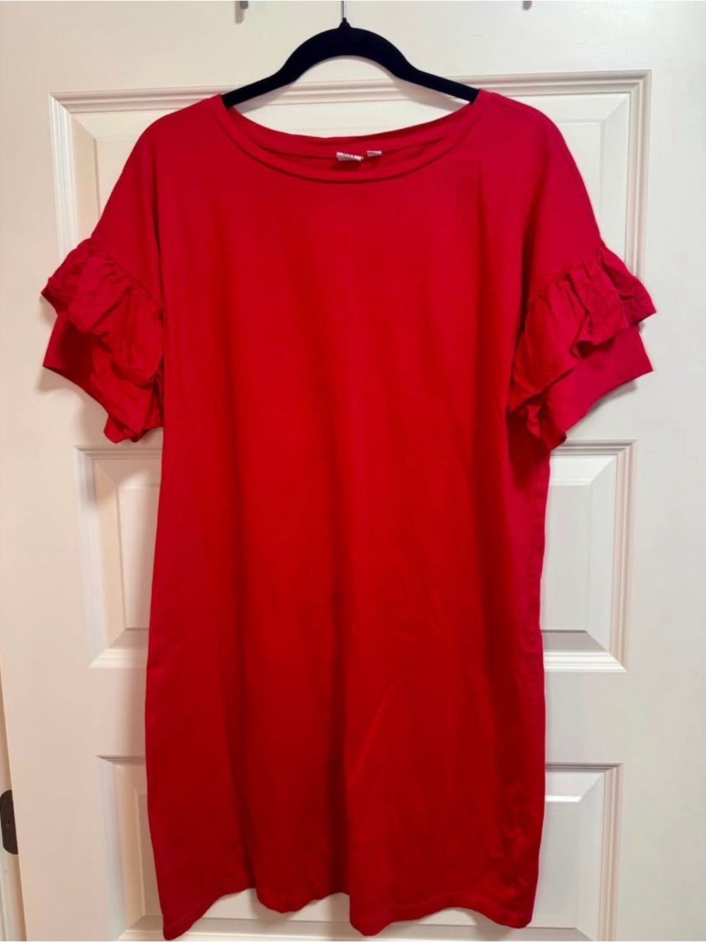 GAP Red Ruffle Sleeve Shift Dress